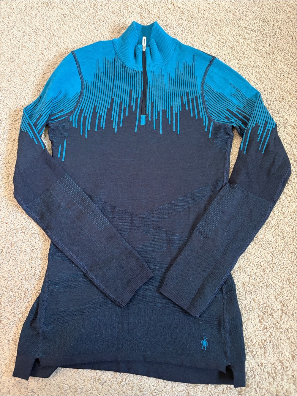 Smartwool Intraknit 200 Wool Blend Blue Black 1/2 Zip Sweater Women’s XS Layer